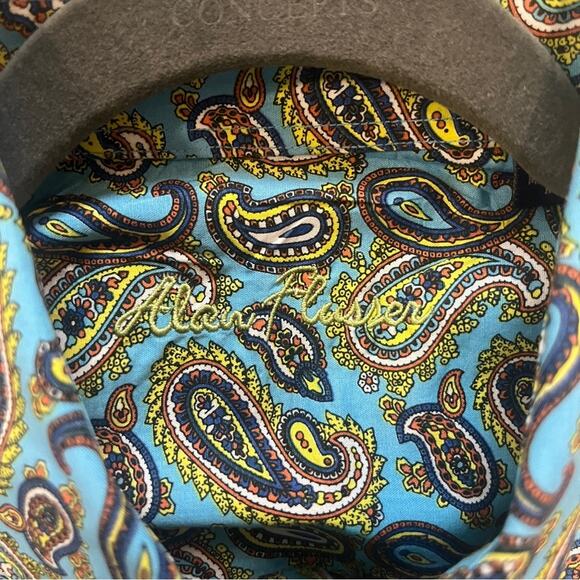 Alan Flusser Blue Paisley Shirt Mens Large Button Down Retro Elegant Futuristic - Picture 5 of 7
